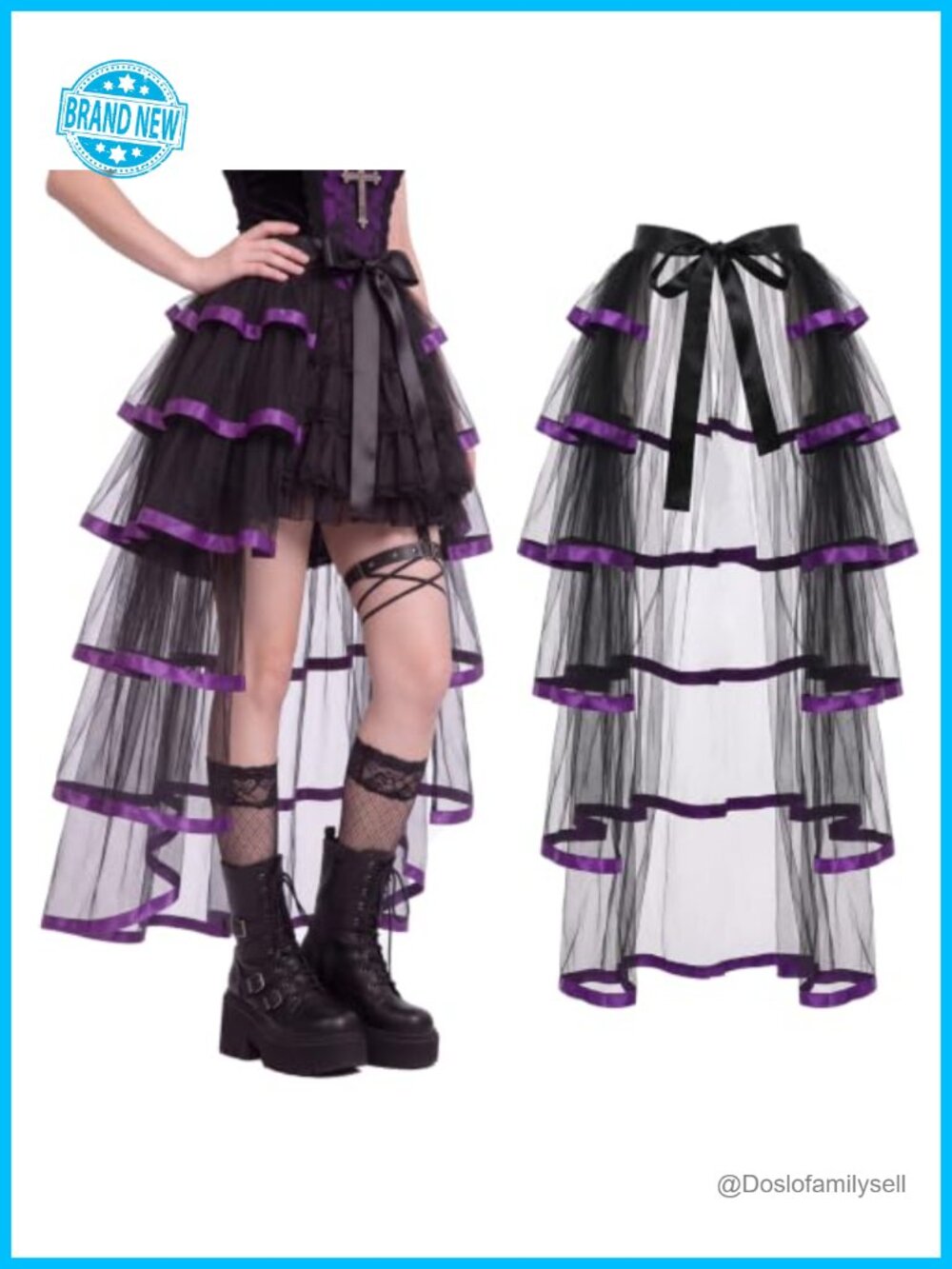 6-Layer Tulle Bustle Overskirt Victorian Steampunk Costume Skirt